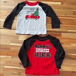Kids' Festive Long Sleeve Shirts - Red and Black